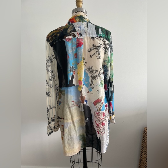 MONSE mixed print linen blend button up shirt - Picture 6 of 8